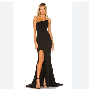New Nookie Black Dress, Jasmine One Shoulder Gown, Size S.
